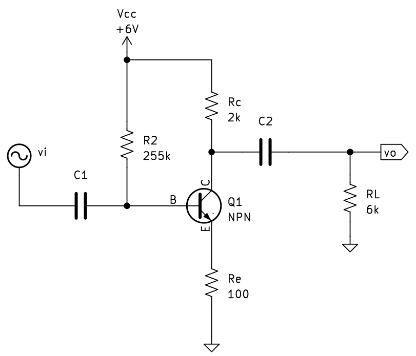 A BJT amplifier circuit